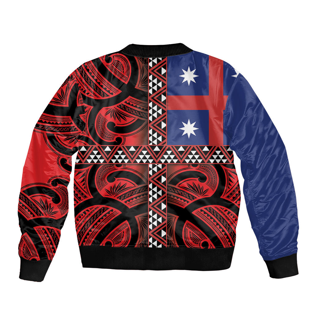 Aotearoa Iwi Ngapuhi Sleeve Zip Bomber Jacket Tuhoronuku Kite United Tribes Flag Maori Pattern LT22 - Polynesian Pride
