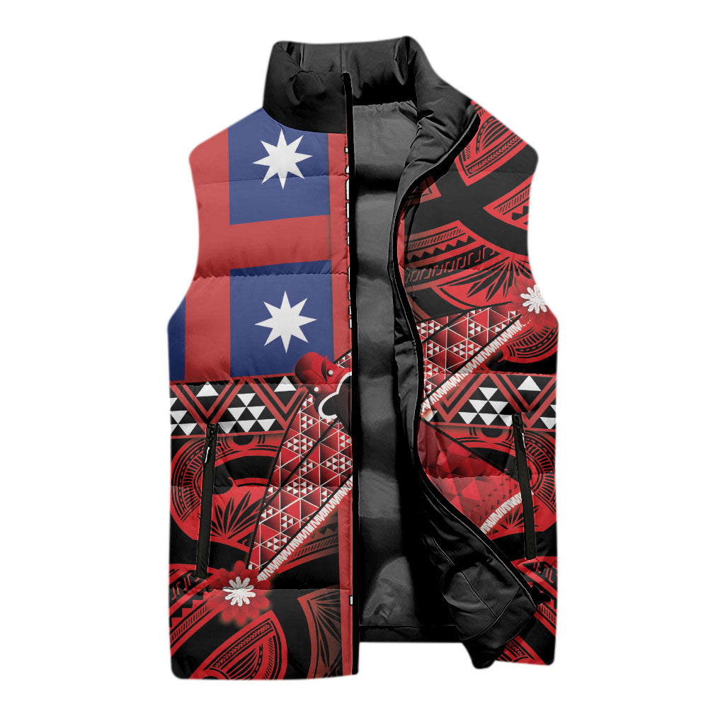 Aotearoa Iwi Ngapuhi Sleeveless Puffer Jacket Tuhoronuku Kite United Tribes Flag Maori Pattern LT22 - Polynesian Pride