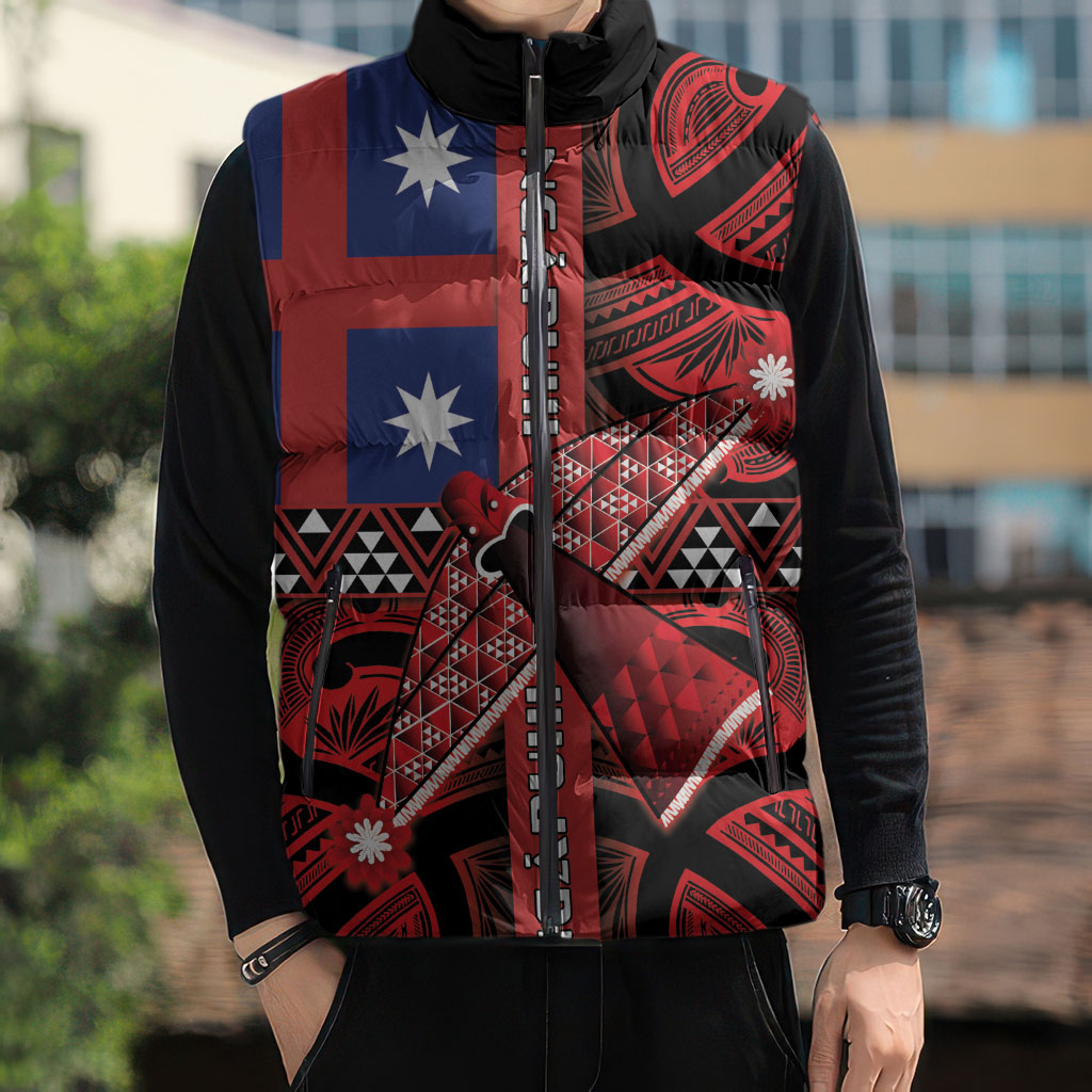 Aotearoa Iwi Ngapuhi Sleeveless Puffer Jacket Tuhoronuku Kite United Tribes Flag Maori Pattern LT22 - Polynesian Pride