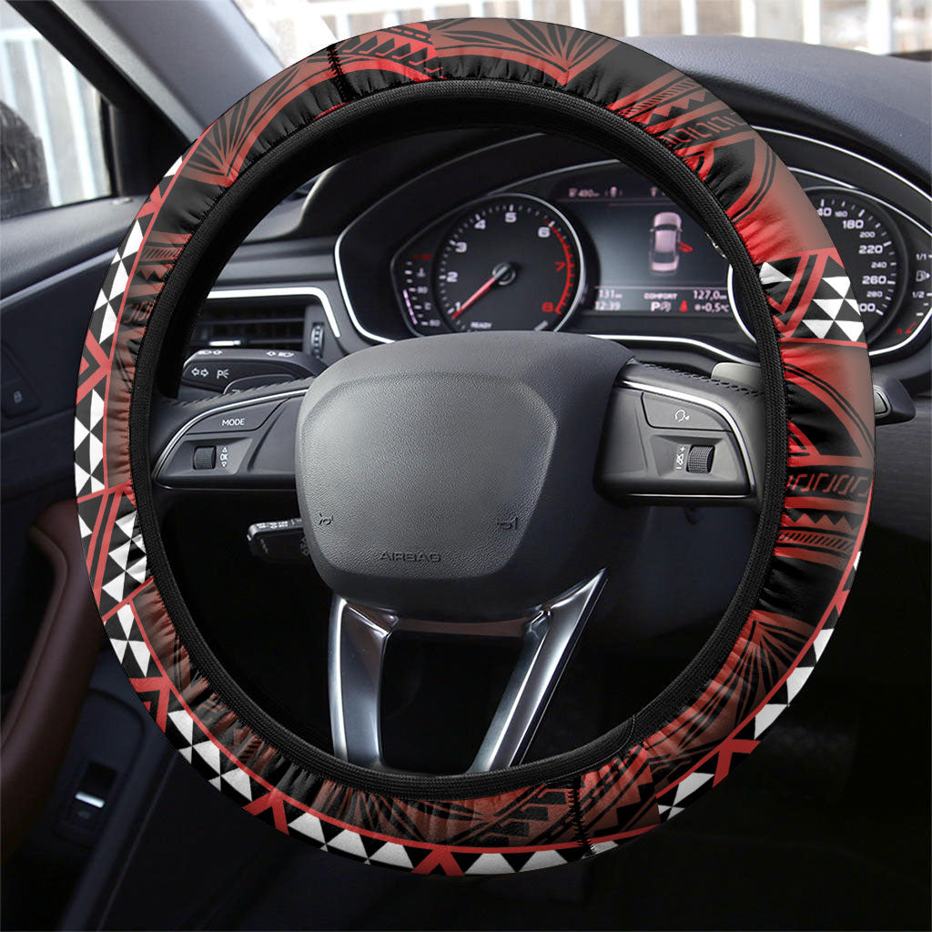 Aotearoa Iwi Ngapuhi Steering Wheel Cover Tuhoronuku Kite United Tribes Flag Maori Pattern LT22 - Polynesian Pride