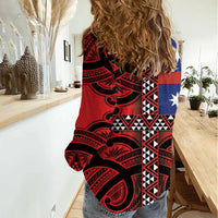 Aotearoa Iwi Ngapuhi Women Casual Shirt Tuhoronuku Kite United Tribes Flag Maori Pattern LT22 - Polynesian Pride
