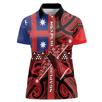 Aotearoa Iwi Ngapuhi Women Polo Shirt Tuhoronuku Kite United Tribes Flag Maori Pattern LT22 Female Red - Polynesian Pride