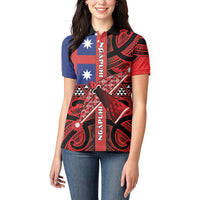 Aotearoa Iwi Ngapuhi Women Polo Shirt Tuhoronuku Kite United Tribes Flag Maori Pattern LT22 - Polynesian Pride