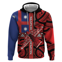 Aotearoa Iwi Ngapuhi Zip Hoodie Tuhoronuku Kite United Tribes Flag Maori Pattern LT22 Pullover Hoodie Red - Polynesian Pride