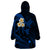 Personalised Niihau Hawaii Wearable Blanket Hoodie Polynesian Tattoo and Pacific Plumeria Blue Vibe LT9 - Polynesian Pride