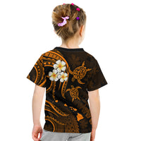 Personalised Niihau Hawaii Kid T Shirt Polynesian Tattoo and Pacific Plumeria Gold Vibe LT9 - Polynesian Pride