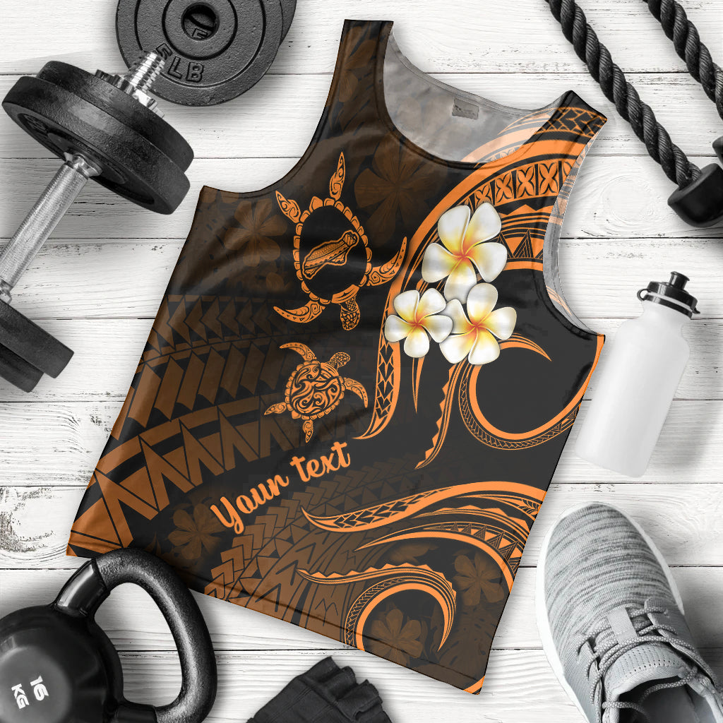 Personalised Niihau Hawaii Men Tank Top Polynesian Tattoo and Pacific Plumeria Gold Vibe LT9 Gold - Polynesian Pride