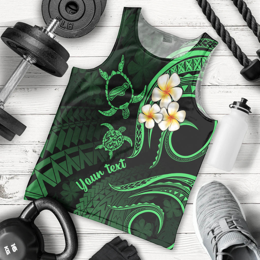 Personalised Niihau Hawaii Men Tank Top Polynesian Tattoo and Pacific Plumeria Green Vibe LT9 Green - Polynesian Pride