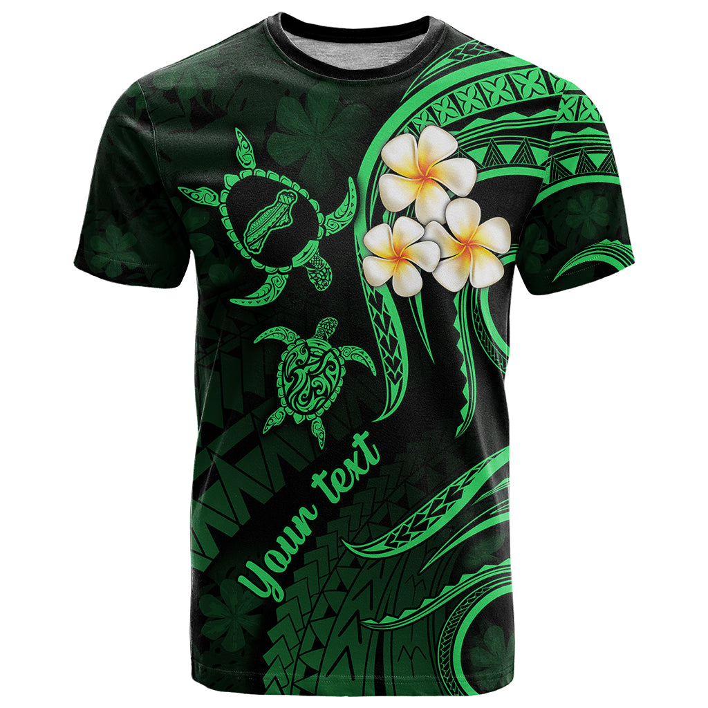 Custom Niihau Hawaii T Shirt Polynesian Tattoo and Pacific Plumeria Green Vibe LT9 Green - Polynesian Pride