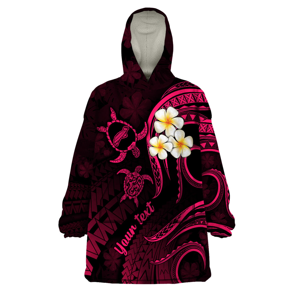 Personalised Niihau Hawaii Wearable Blanket Hoodie Polynesian Tattoo and Pacific Plumeria Pink Vibe LT9 One Size Pink - Polynesian Pride