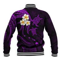 Personalised Niihau Hawaii Baseball Jacket Polynesian Tattoo and Pacific Plumeria Purple Vibe LT9 - Polynesian Pride
