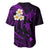 Personalised Niihau Hawaii Baseball Jersey Polynesian Tattoo and Pacific Plumeria Purple Vibe LT9 - Polynesian Pride