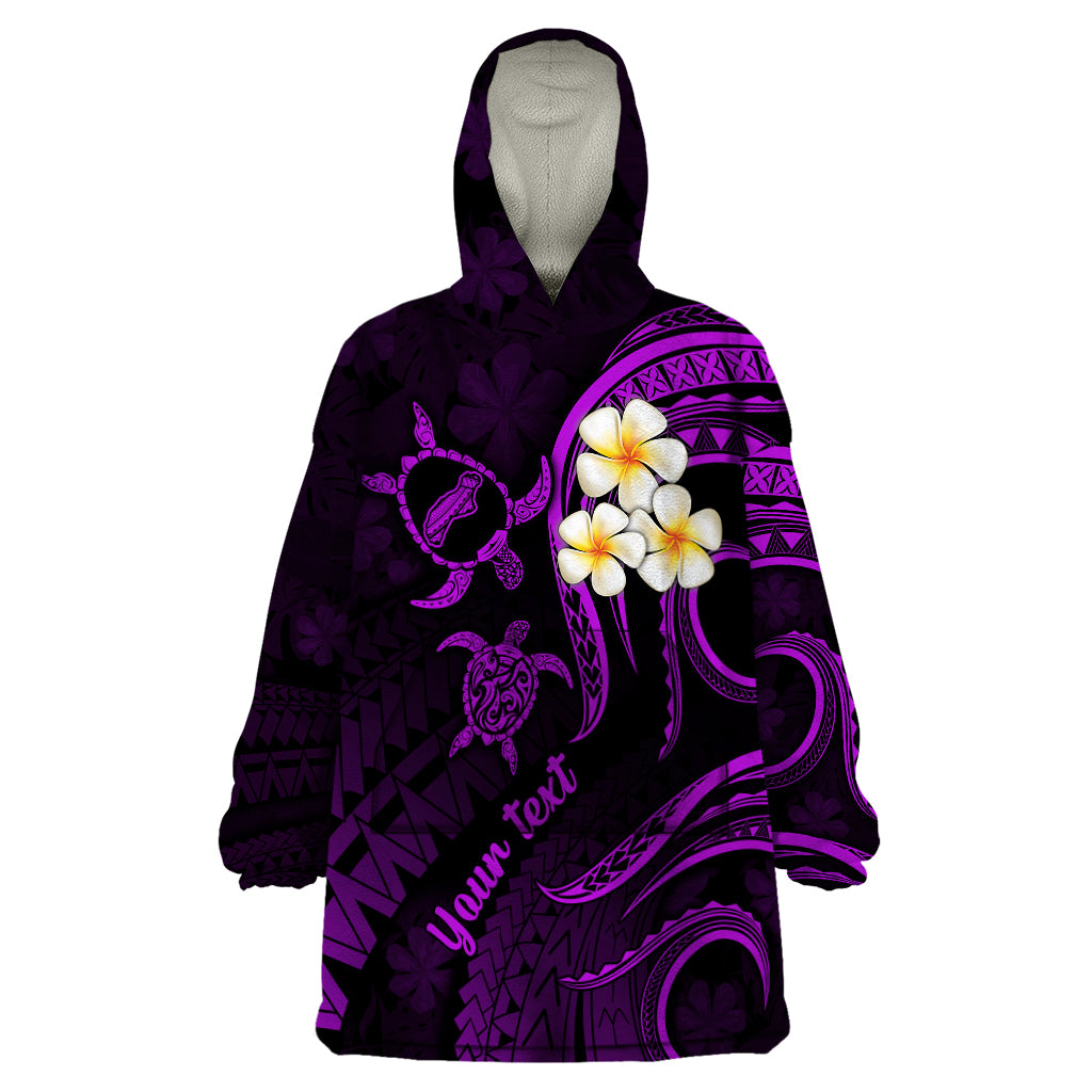 Personalised Niihau Hawaii Wearable Blanket Hoodie Polynesian Tattoo and Pacific Plumeria Purple Vibe LT9 One Size Purple - Polynesian Pride