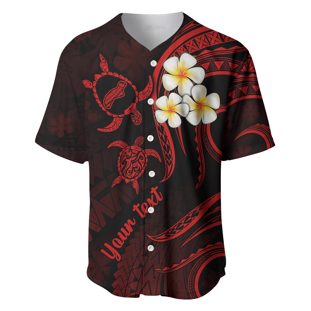 Personalised Niihau Hawaii Baseball Jersey Polynesian Tattoo and Pacific Plumeria Red Vibe LT9 Red - Polynesian Pride