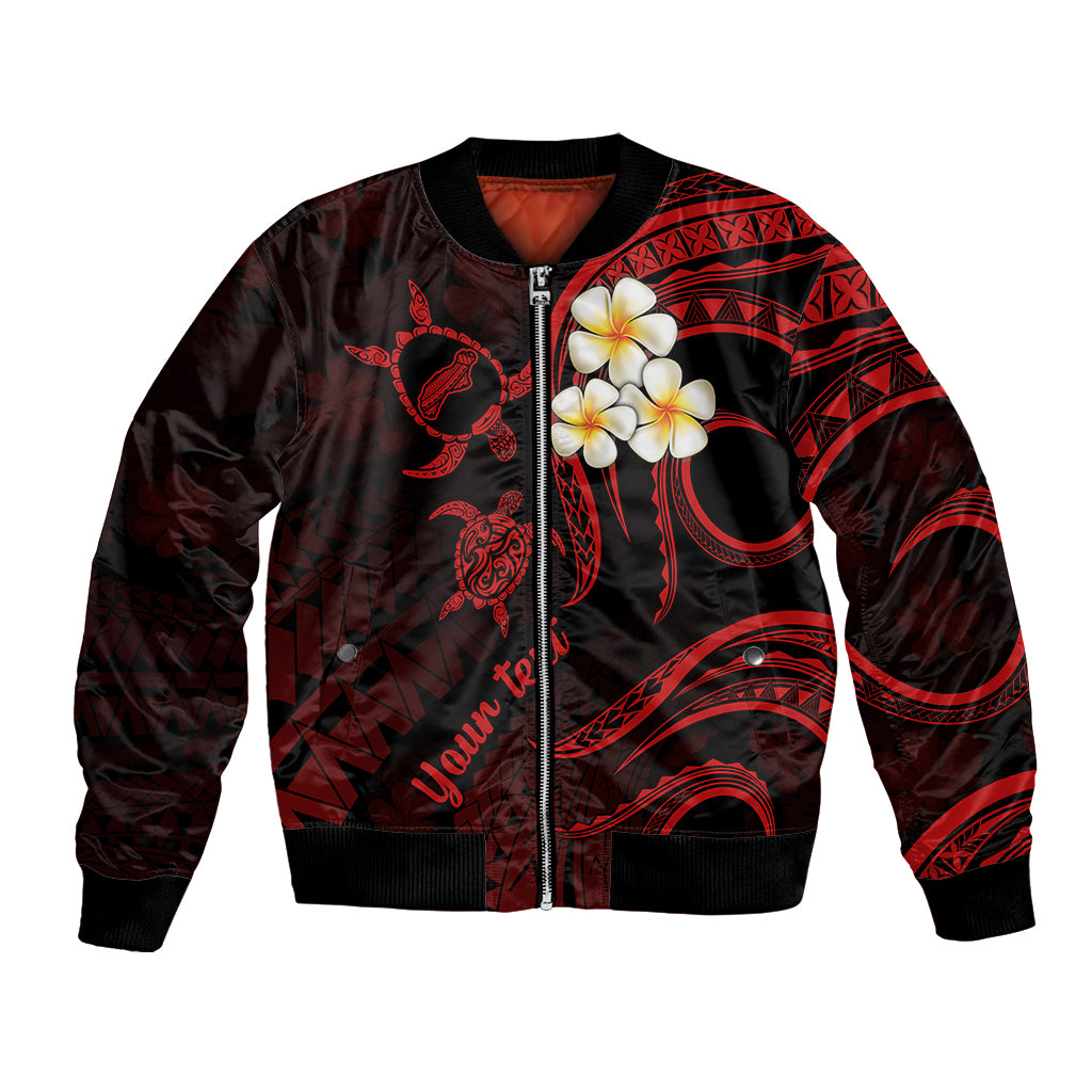 Personalised Niihau Hawaii Bomber Jacket Polynesian Tattoo and Pacific Plumeria Red Vibe LT9 Unisex Red - Polynesian Pride