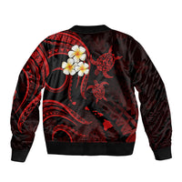 Personalised Niihau Hawaii Bomber Jacket Polynesian Tattoo and Pacific Plumeria Red Vibe LT9 - Polynesian Pride