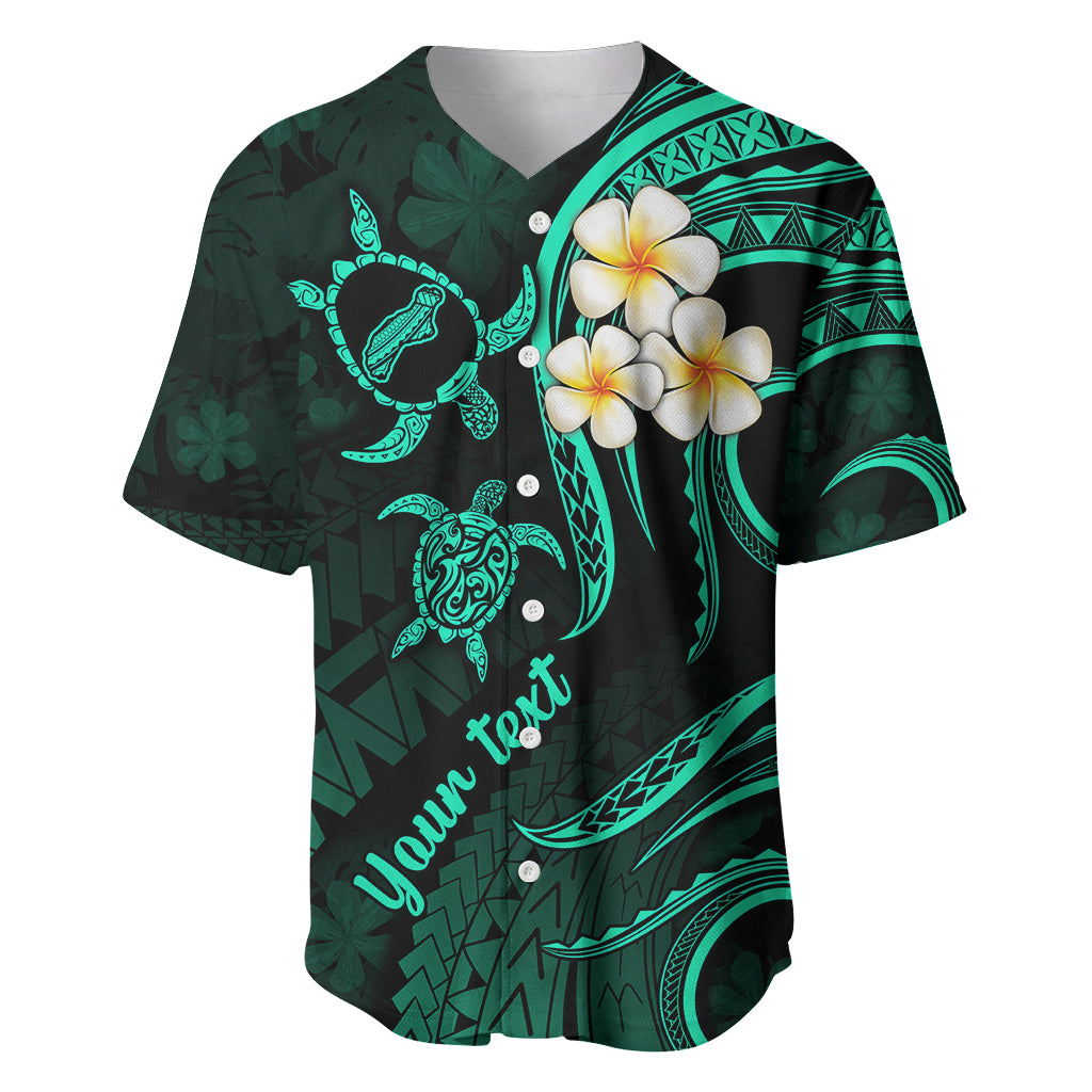 Personalised Niihau Hawaii Baseball Jersey Polynesian Tattoo and Pacific Plumeria Turquoise Vibe LT9 Turquoise - Polynesian Pride