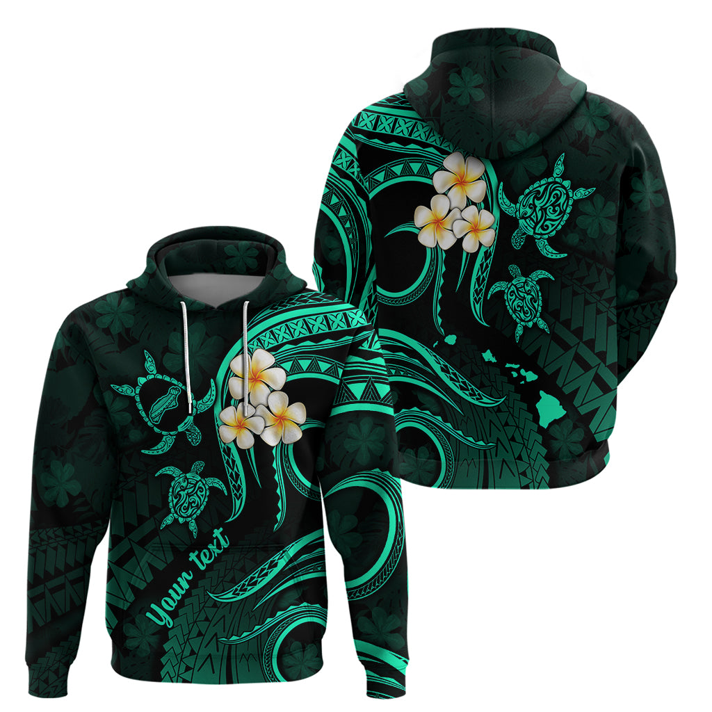 Custom Niihau Hawaii Hoodie Polynesian Tattoo and Pacific Plumeria Turquoise Vibe LT9 - Polynesian Pride