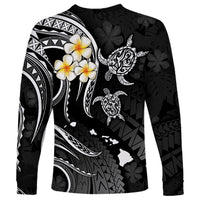 Personalised Niihau Hawaii Long Sleeve Shirt Polynesian Tattoo and Pacific Plumeria White Vibe LT9 - Polynesian Pride