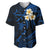 Personalised Molokai Hawaii Baseball Jersey Polynesian Tattoo and Pacific Plumeria Blue Vibe LT9 Blue - Polynesian Pride