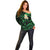 Personalised Molokai Hawaii Off Shoulder Sweater Polynesian Tattoo and Pacific Plumeria Green Vibe LT9 - Polynesian Pride
