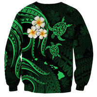 Personalised Molokai Hawaii Sweatshirt Polynesian Tattoo and Pacific Plumeria Green Vibe LT9 - Polynesian Pride