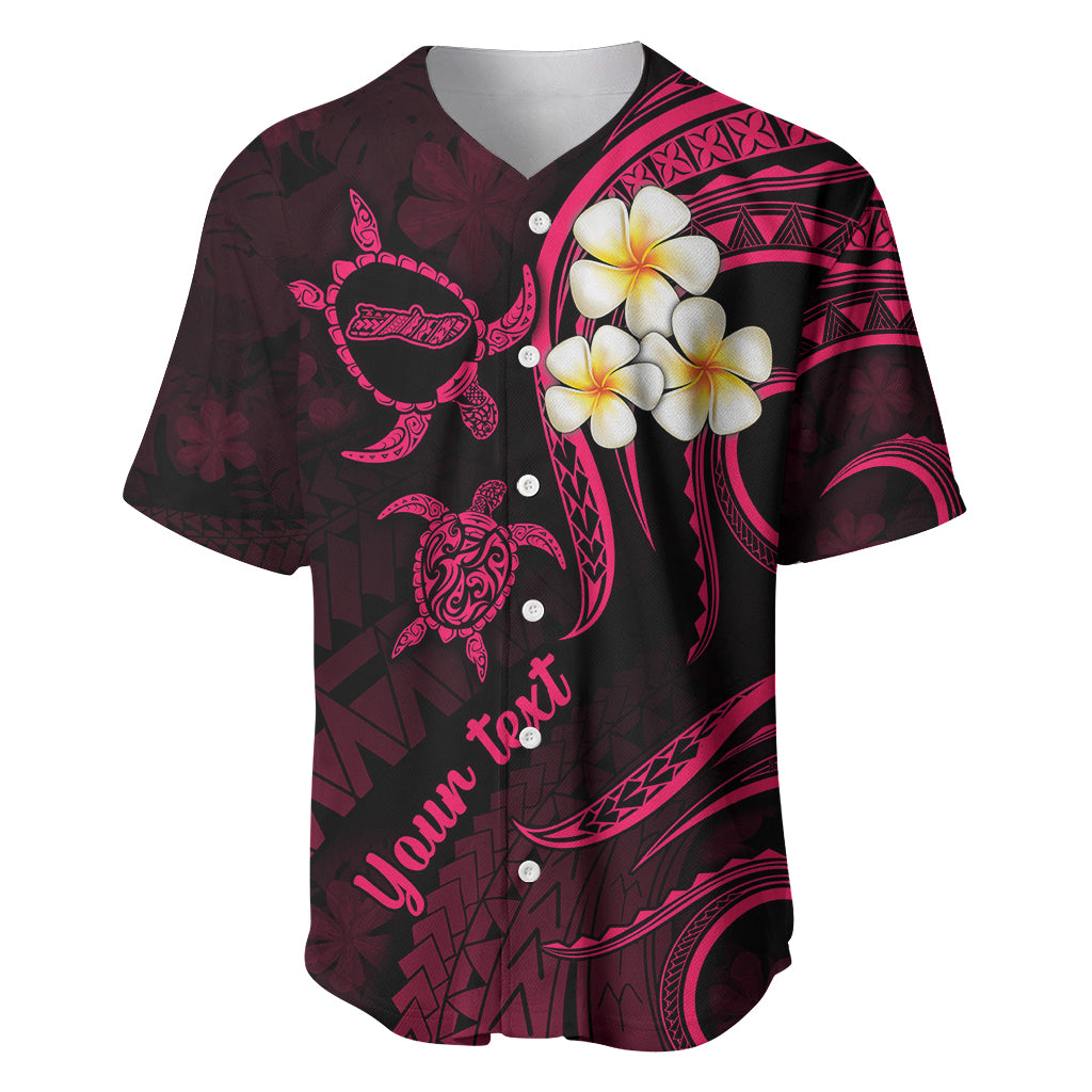 Personalised Molokai Hawaii Baseball Jersey Polynesian Tattoo and Pacific Plumeria Pink Vibe LT9 Pink - Polynesian Pride