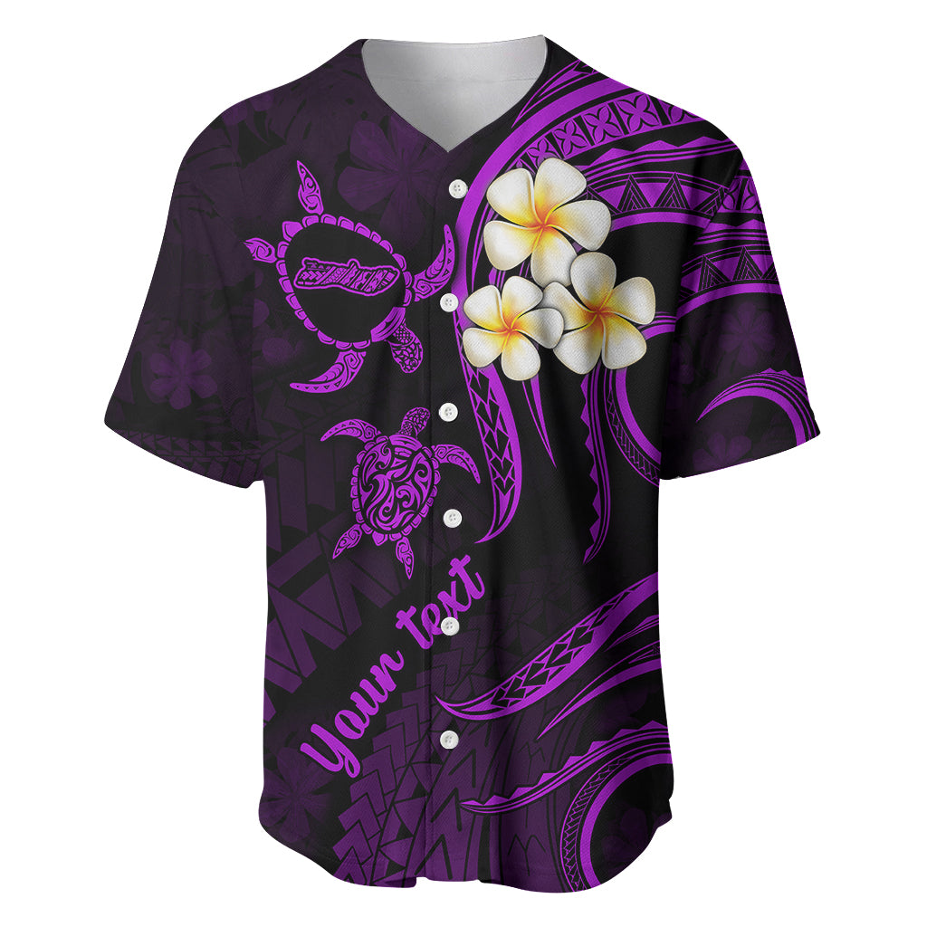 Personalised Molokai Hawaii Baseball Jersey Polynesian Tattoo and Pacific Plumeria Purple Vibe LT9 Purple - Polynesian Pride