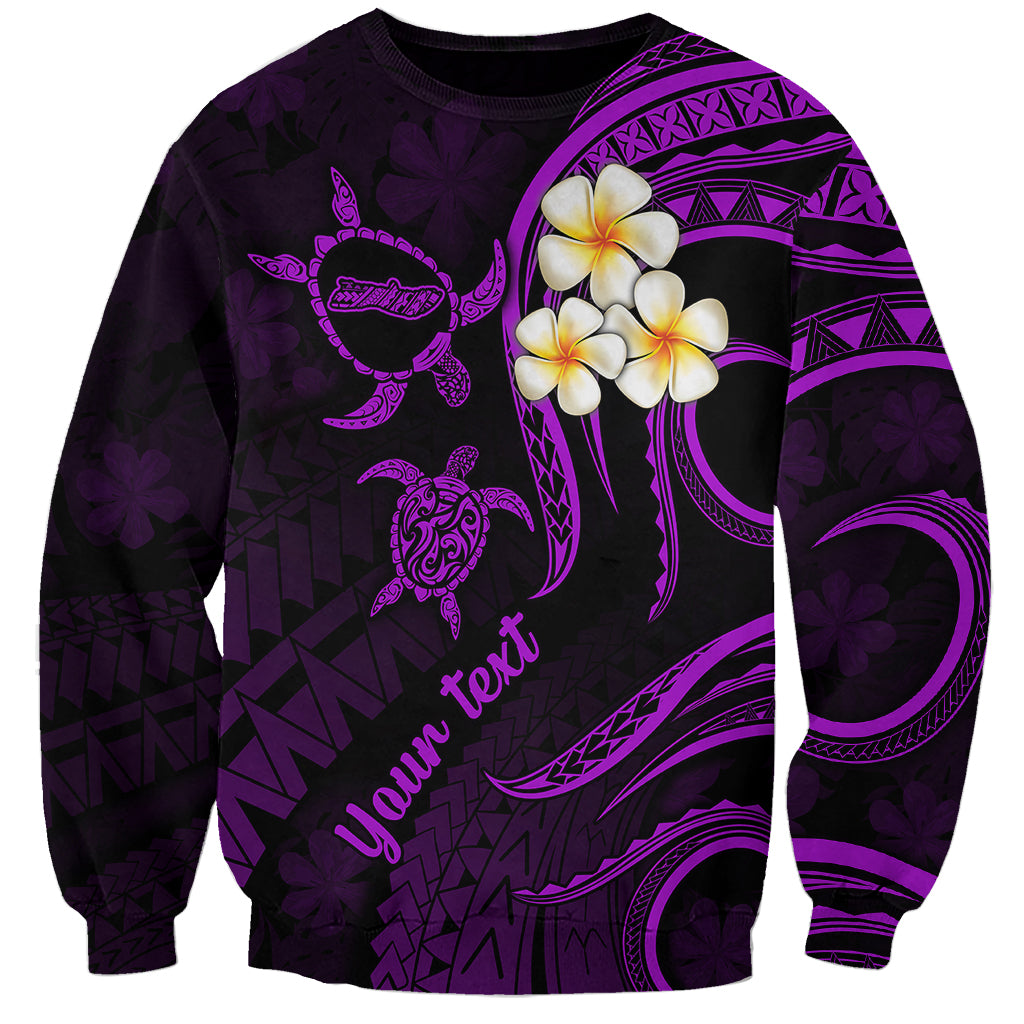 Personalised Molokai Hawaii Sweatshirt Polynesian Tattoo and Pacific Plumeria Purple Vibe LT9 Unisex Purple - Polynesian Pride