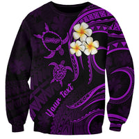 Personalised Molokai Hawaii Sweatshirt Polynesian Tattoo and Pacific Plumeria Purple Vibe LT9 Unisex Purple - Polynesian Pride