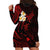 Personalised Molokai Hawaii Hoodie Dress Polynesian Tattoo and Pacific Plumeria Red Vibe LT9 - Polynesian Pride