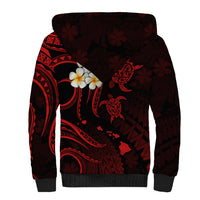Personalised Molokai Hawaii Sherpa Hoodie Polynesian Tattoo and Pacific Plumeria Red Vibe LT9 - Polynesian Pride