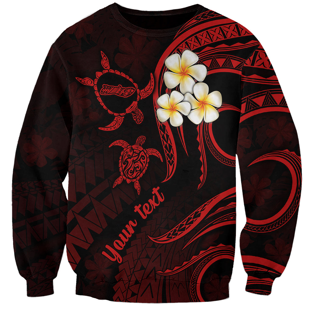 Personalised Molokai Hawaii Sweatshirt Polynesian Tattoo and Pacific Plumeria Red Vibe LT9 Unisex Red - Polynesian Pride