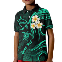 Personalised Molokai Hawaii Kid Polo Shirt Polynesian Tattoo and Pacific Plumeria Turquoise Vibe LT9 Kid Turquoise - Polynesian Pride