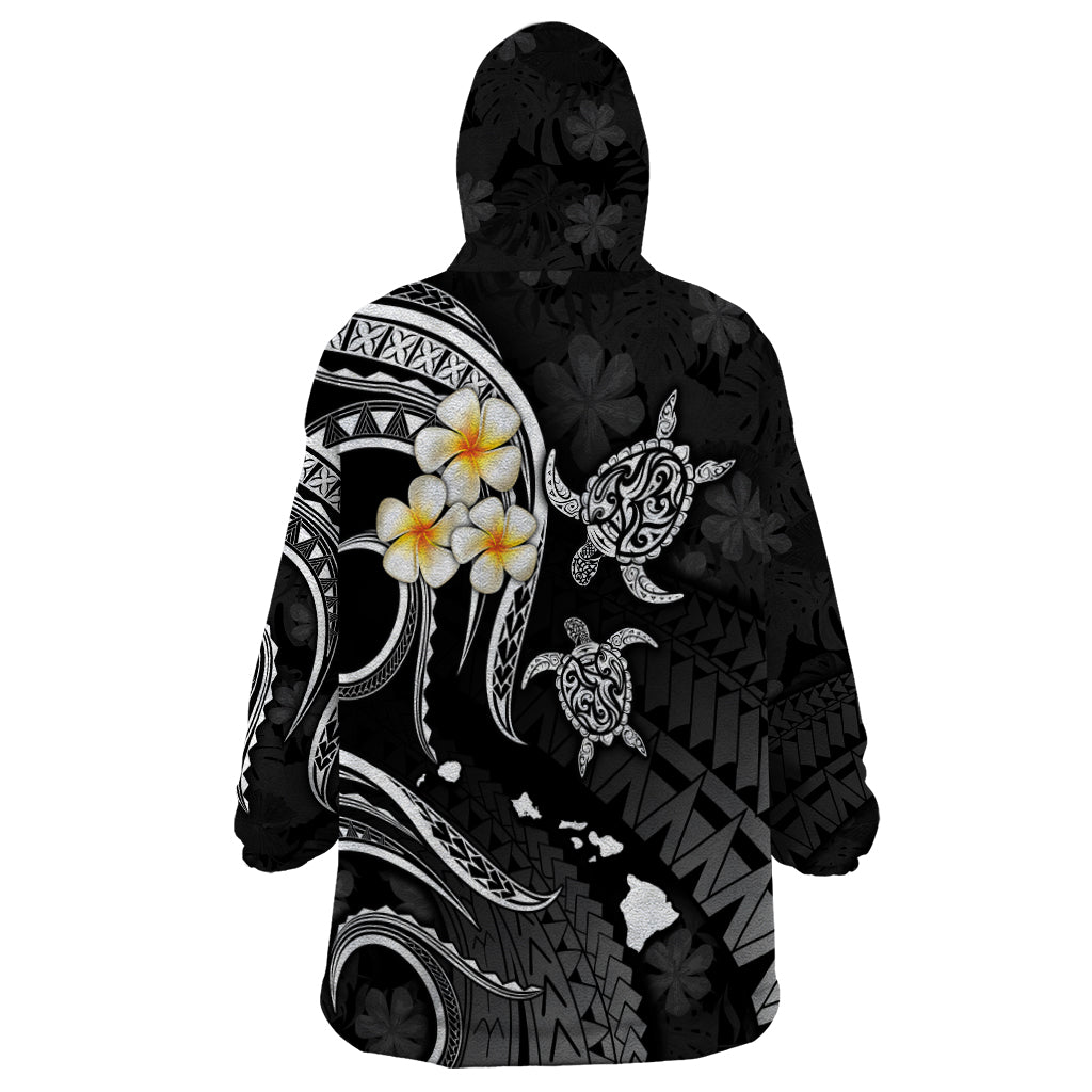 Personalised Molokai Hawaii Wearable Blanket Hoodie Polynesian Tattoo and Pacific Plumeria White Vibe LT9 - Polynesian Pride