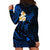 Personalised Lanai Hawaii Hoodie Dress Polynesian Tattoo and Pacific Plumeria Blue Vibe LT9 - Polynesian Pride