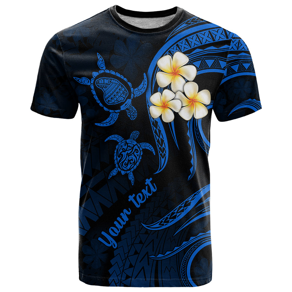 Custom Lanai Hawaii T Shirt Polynesian Tattoo and Pacific Plumeria Blue Vibe LT9 Blue - Polynesian Pride