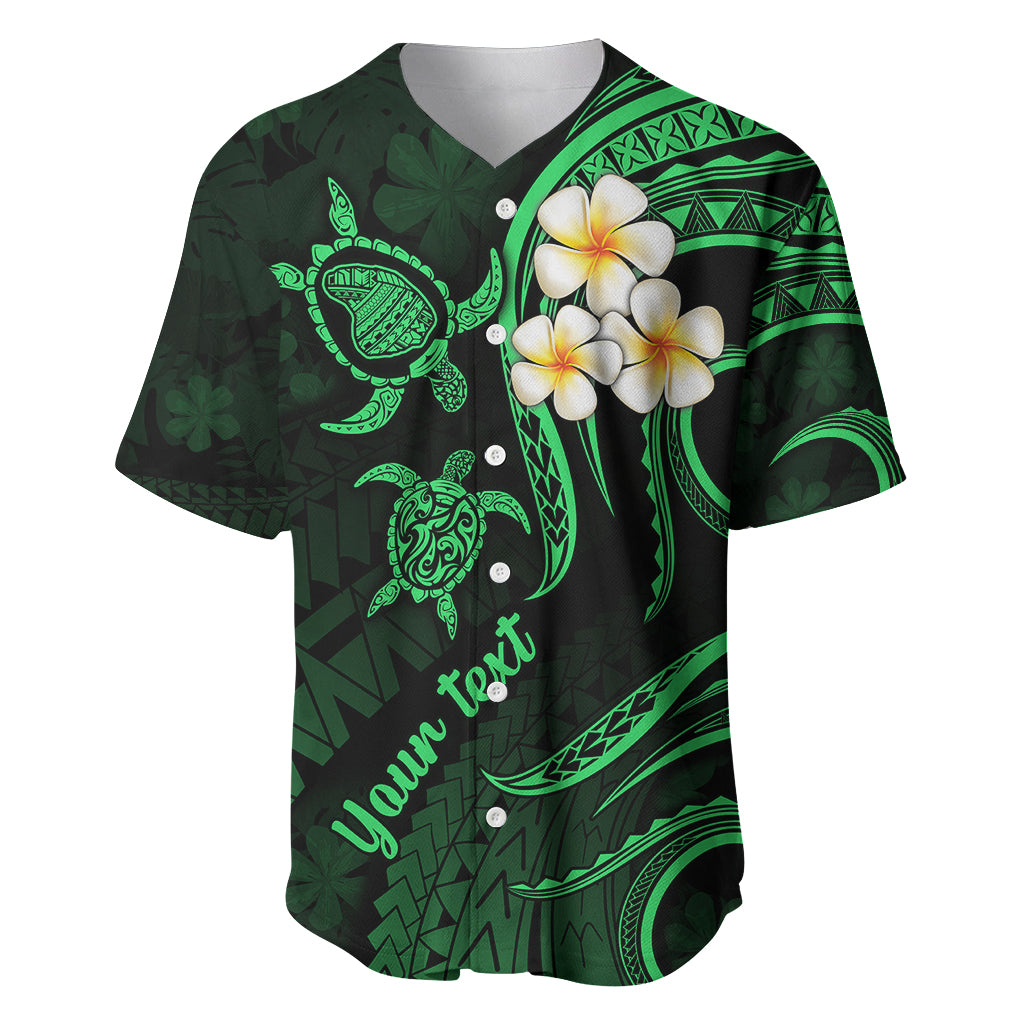 Personalised Lanai Hawaii Baseball Jersey Polynesian Tattoo and Pacific Plumeria Green Vibe LT9 Green - Polynesian Pride