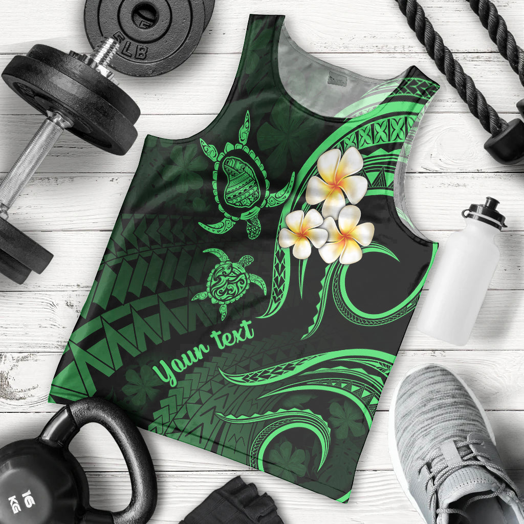 Personalised Lanai Hawaii Men Tank Top Polynesian Tattoo and Pacific Plumeria Green Vibe LT9 Green - Polynesian Pride