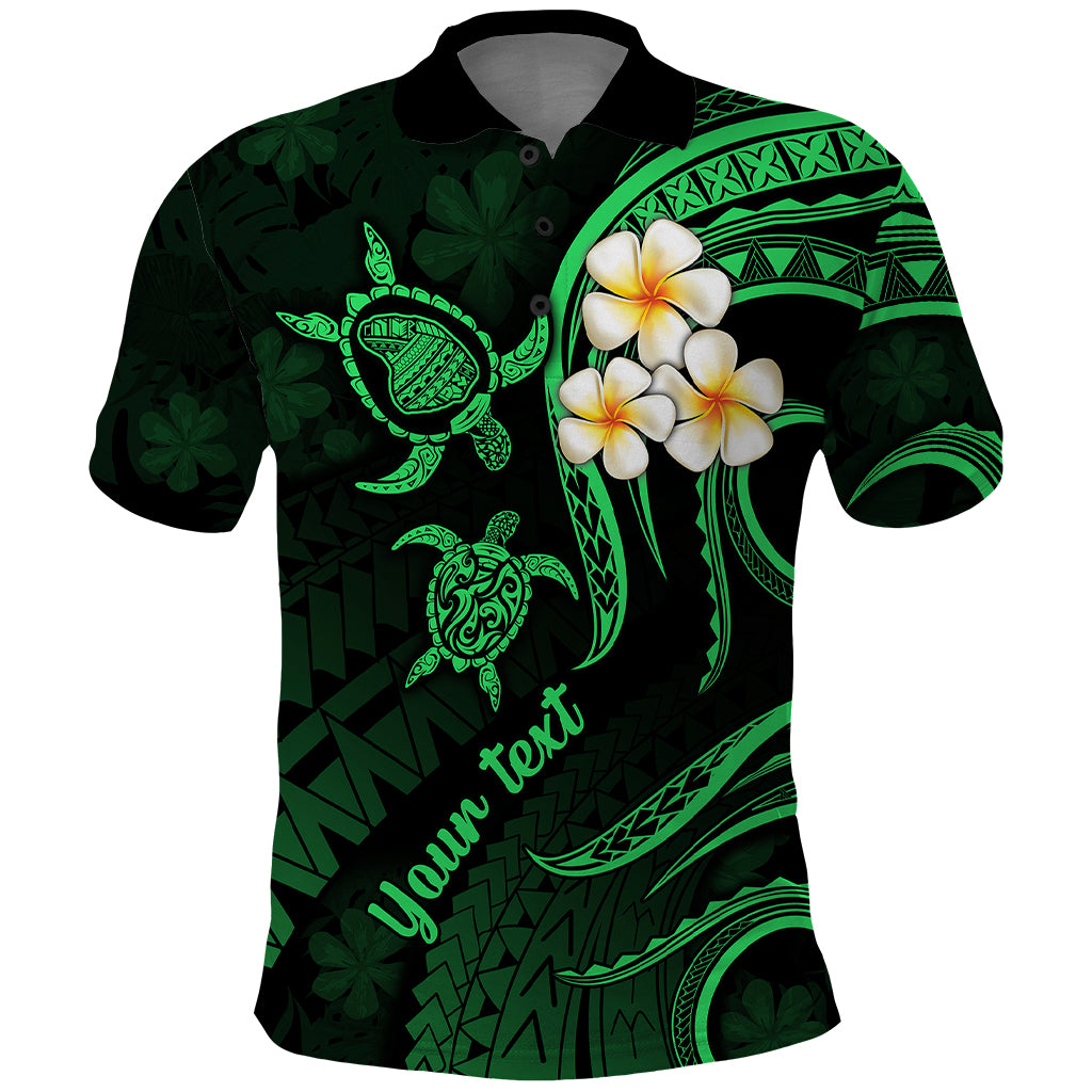 Custom Lanai Hawaii Polo Shirt Polynesian Tattoo and Pacific Plumeria Green Vibe LT9 Green - Polynesian Pride