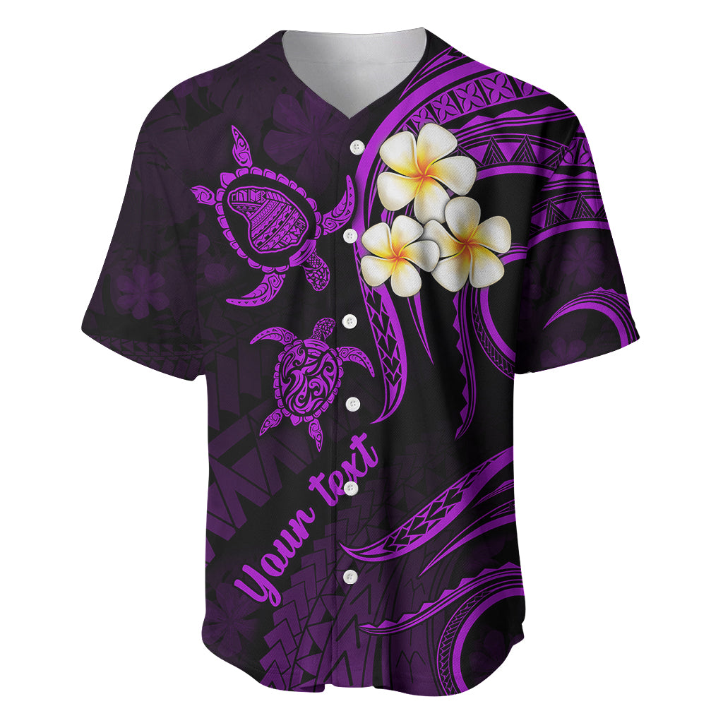 Personalised Lanai Hawaii Baseball Jersey Polynesian Tattoo and Pacific Plumeria Purple Vibe LT9 Purple - Polynesian Pride