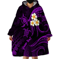 Personalised Lanai Hawaii Wearable Blanket Hoodie Polynesian Tattoo and Pacific Plumeria Purple Vibe LT9 - Polynesian Pride