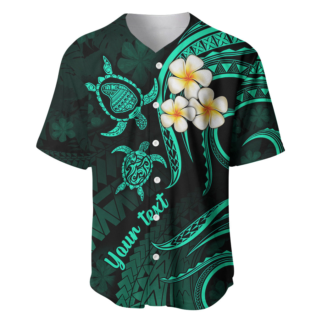 Personalised Lanai Hawaii Baseball Jersey Polynesian Tattoo and Pacific Plumeria Turquoise Vibe LT9 Turquoise - Polynesian Pride