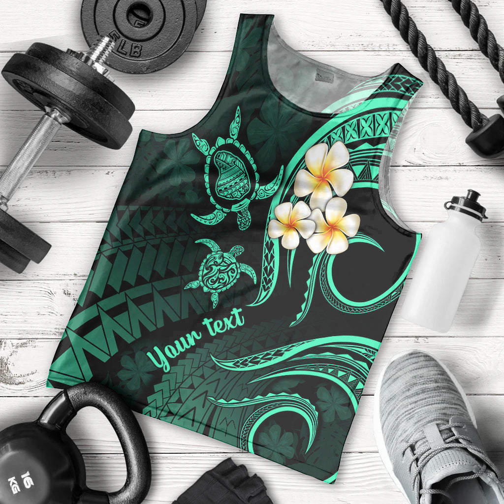 Personalised Lanai Hawaii Men Tank Top Polynesian Tattoo and Pacific Plumeria Turquoise Vibe LT9 Turquoise - Polynesian Pride