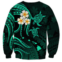 Personalised Lanai Hawaii Sweatshirt Polynesian Tattoo and Pacific Plumeria Turquoise Vibe LT9 - Polynesian Pride