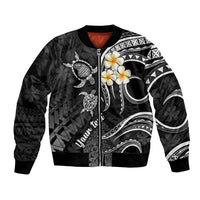 Personalised Lanai Hawaii Bomber Jacket Polynesian Tattoo and Pacific Plumeria White Vibe LT9 Unisex White - Polynesian Pride