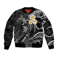Personalised Lanai Hawaii Sleeve Zip Bomber Jacket Polynesian Tattoo and Pacific Plumeria White Vibe LT9 Unisex White - Polynesian Pride