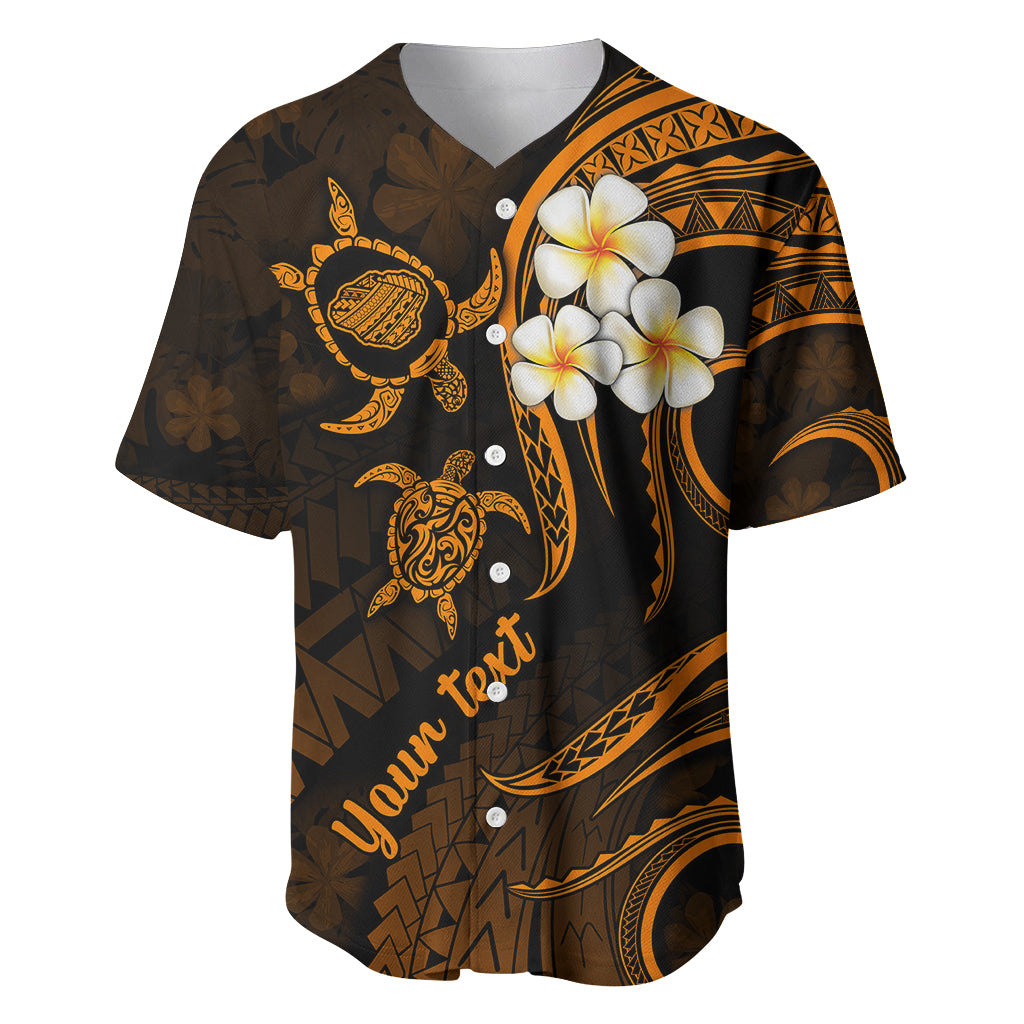 Personalised Kauai Hawaii Baseball Jersey Polynesian Tattoo and Pacific Plumeria Gold Vibe LT9 Gold - Polynesian Pride