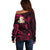 Personalised Kauai Hawaii Off Shoulder Sweater Polynesian Tattoo and Pacific Plumeria Pink Vibe LT9 - Polynesian Pride