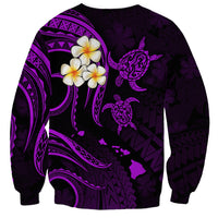 Personalised Kauai Hawaii Sweatshirt Polynesian Tattoo and Pacific Plumeria Purple Vibe LT9 - Polynesian Pride